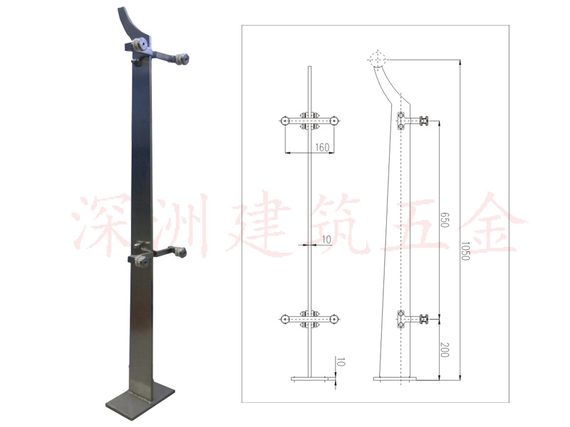 單板不銹鋼玻璃護(hù)欄立柱產(chǎn)品圖