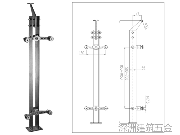 玻璃不銹鋼扶手立柱產(chǎn)品加式尺寸參數(shù)